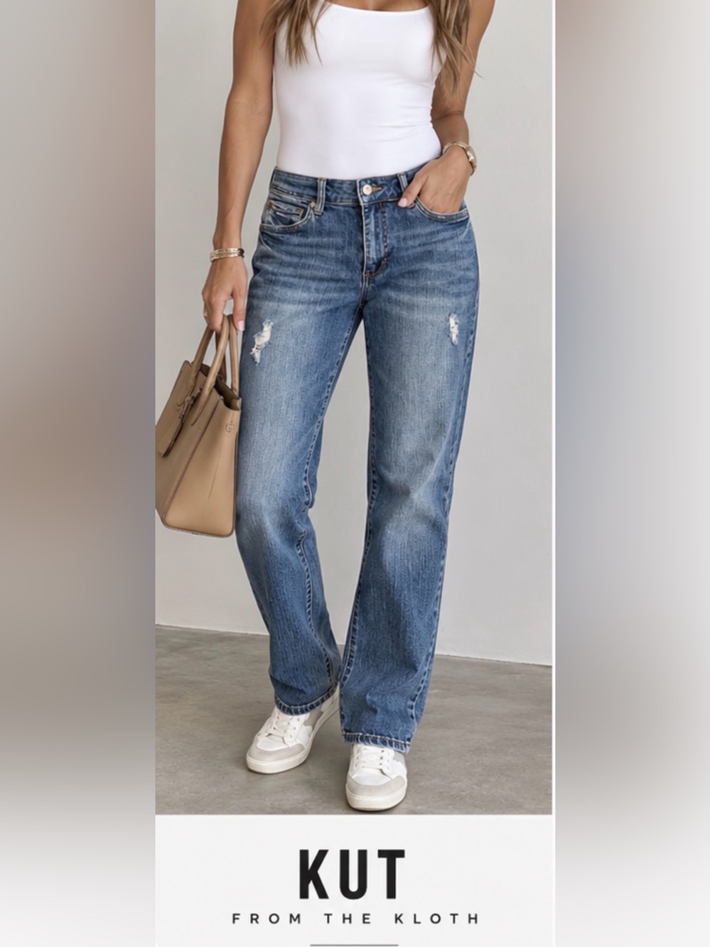KUT from the Kloth Katy Boyfriend Straight Blue Jeans 6